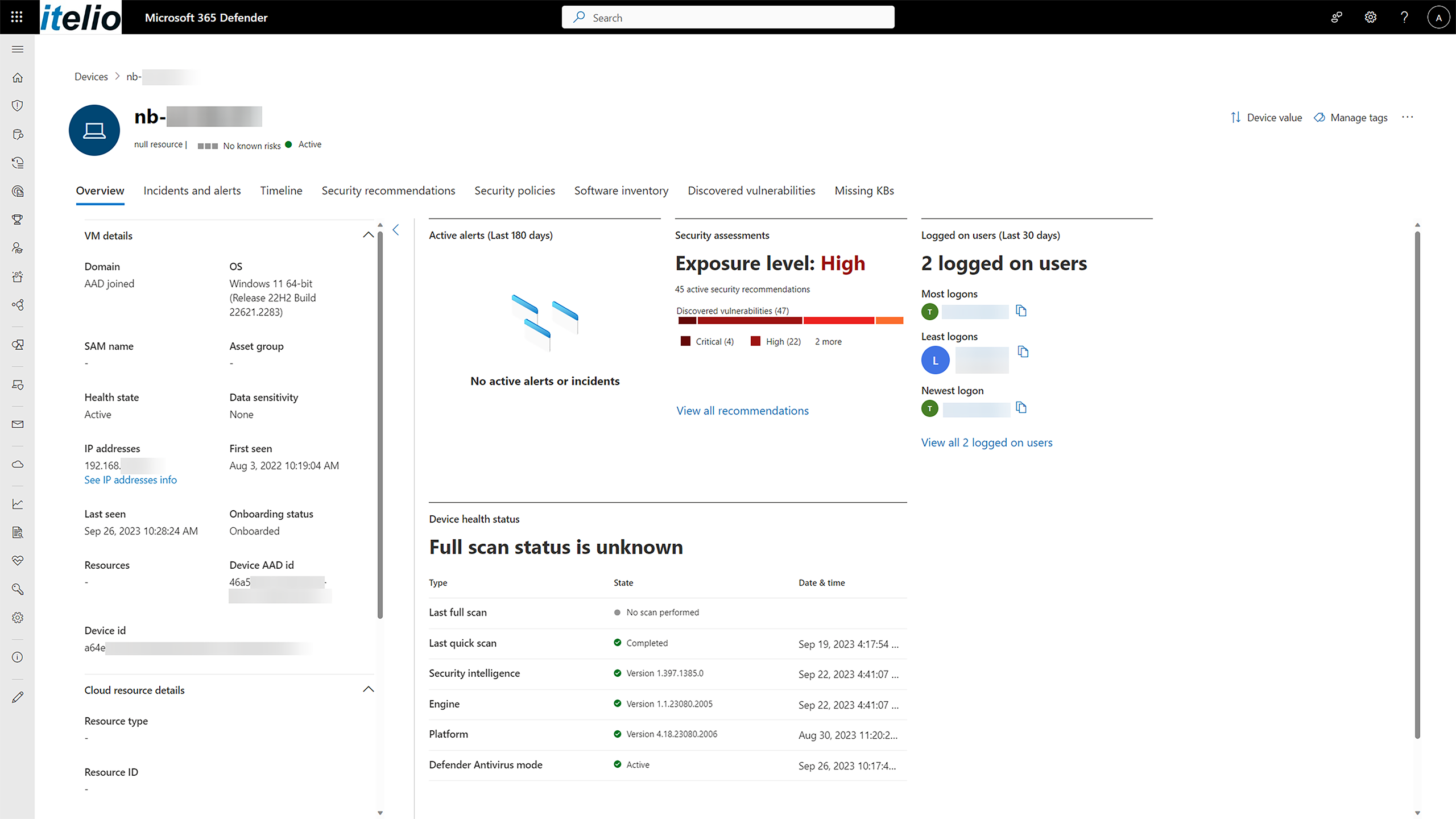 Microsoft 365 Defender for Endpoint device overview