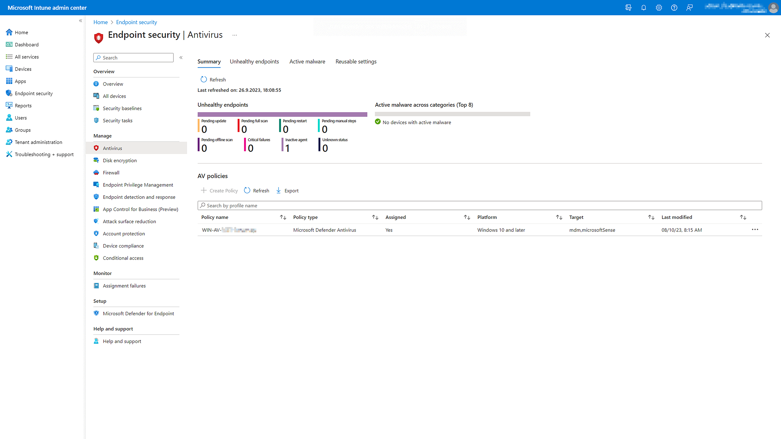 Defender for Endpoint configuration via Intune