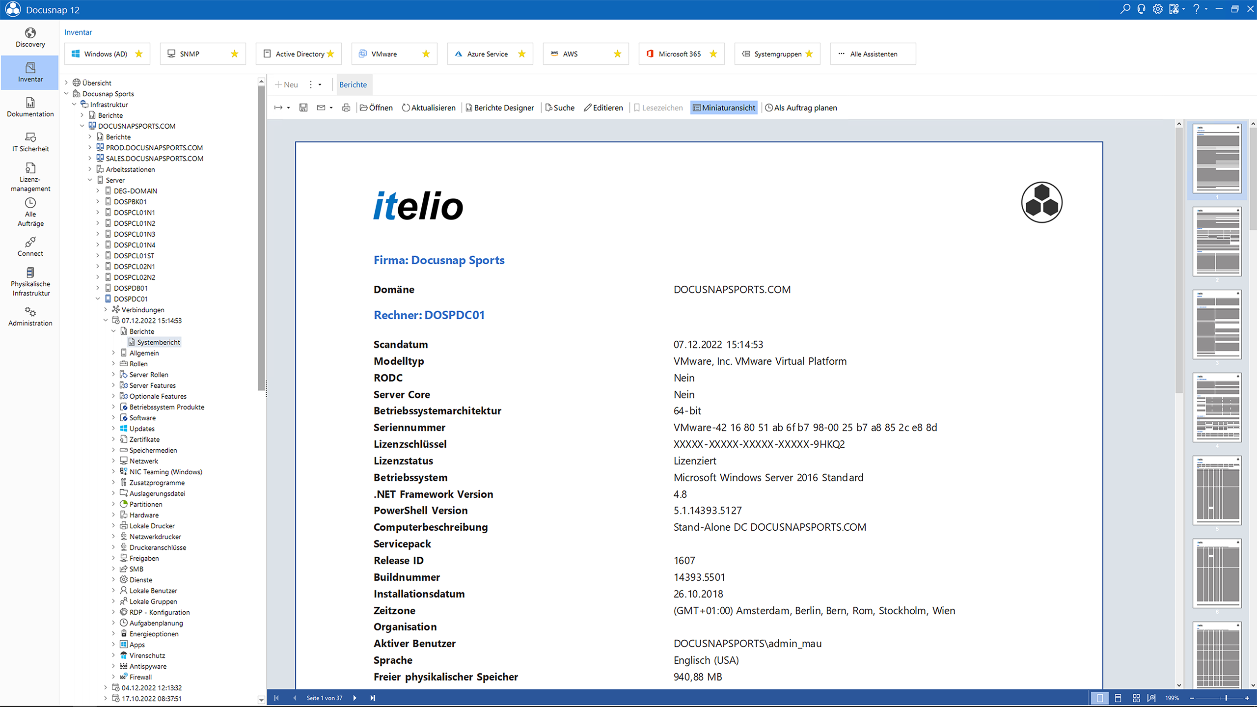 Basic IT documentation Screenshot Windows server system report