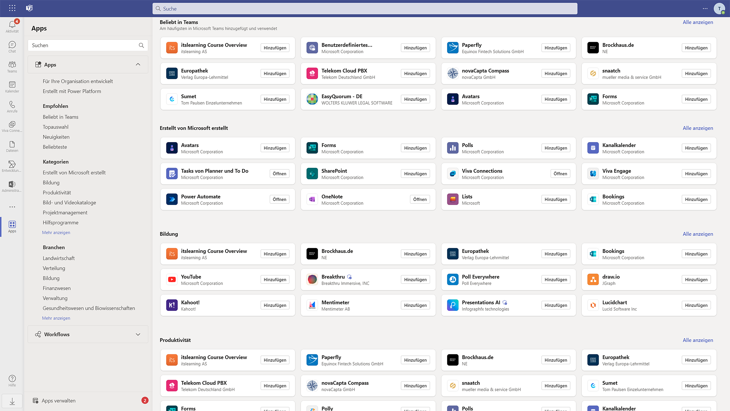 Apps in the Microsoft Teams client