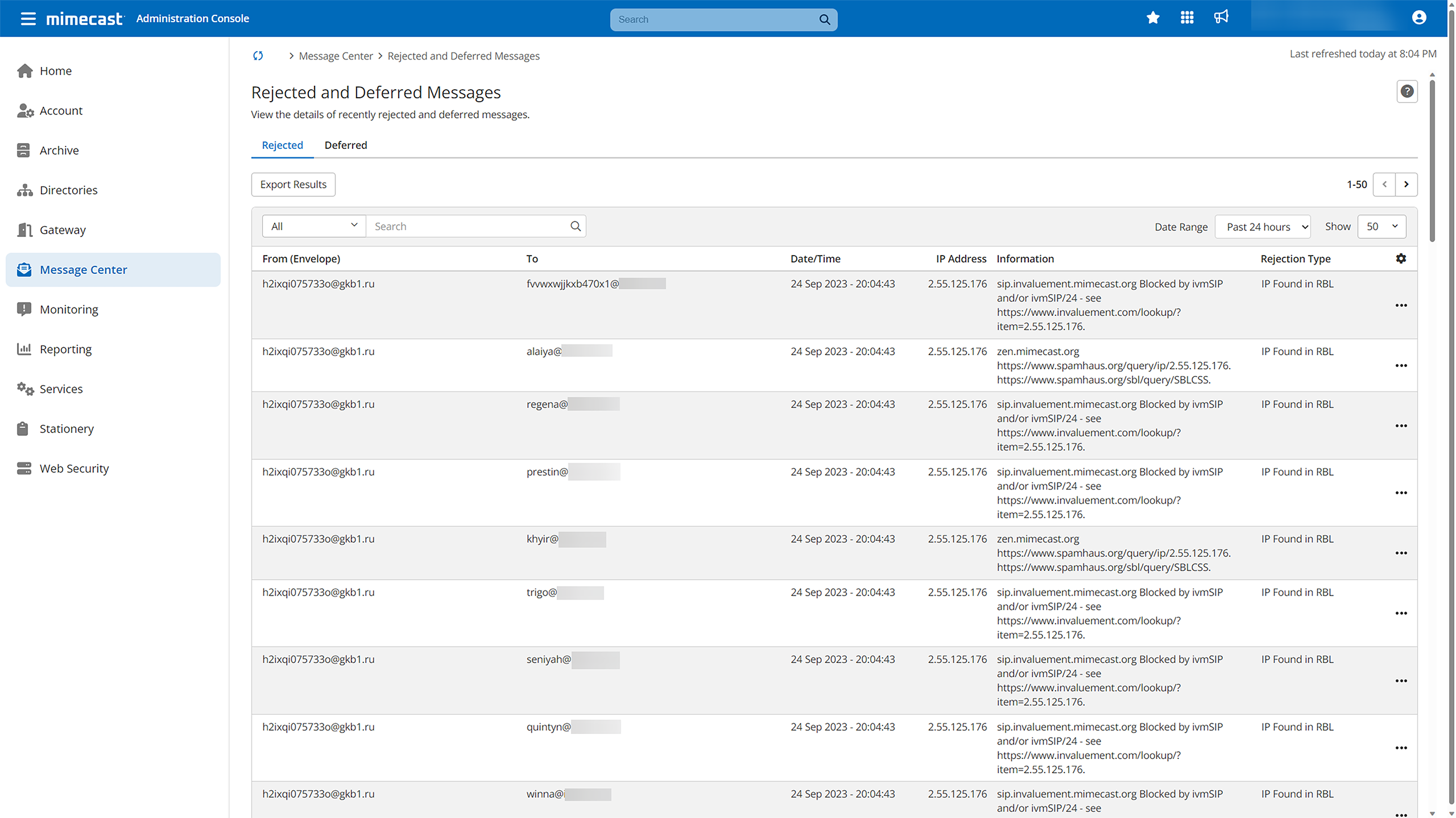 Mimecast Email Security analysis of individual emails