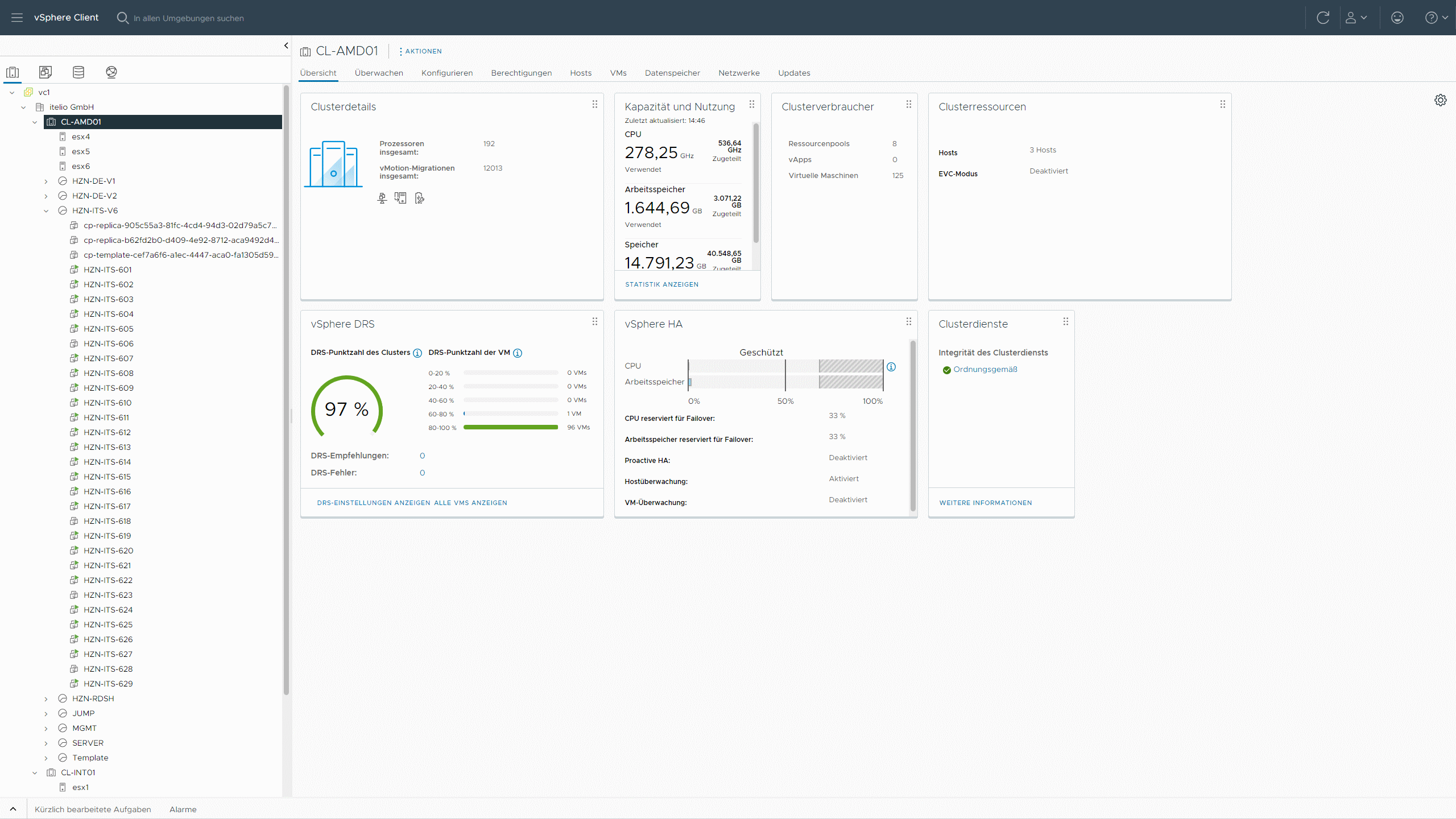 Screenshot from VMware's virtualization solution