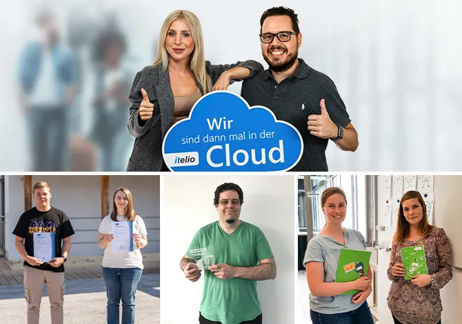Collage zum Thema Karriere bei der itelio GmbH.