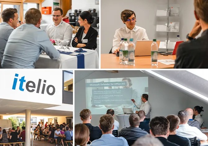 Collage zum Thema Arbeiten bei der itelio GmbH.