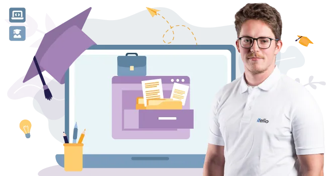 Header graphic on the topic of practical semesters at itelio GmbH