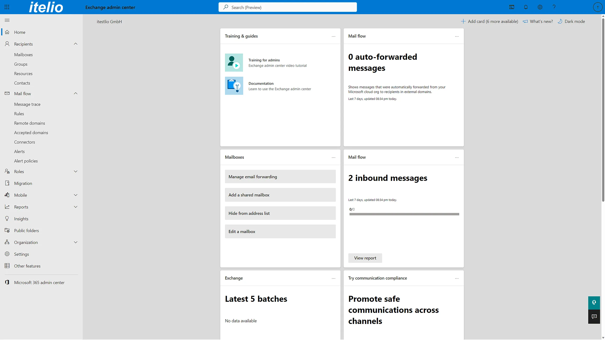 Exchange Online Admin Center screenshot