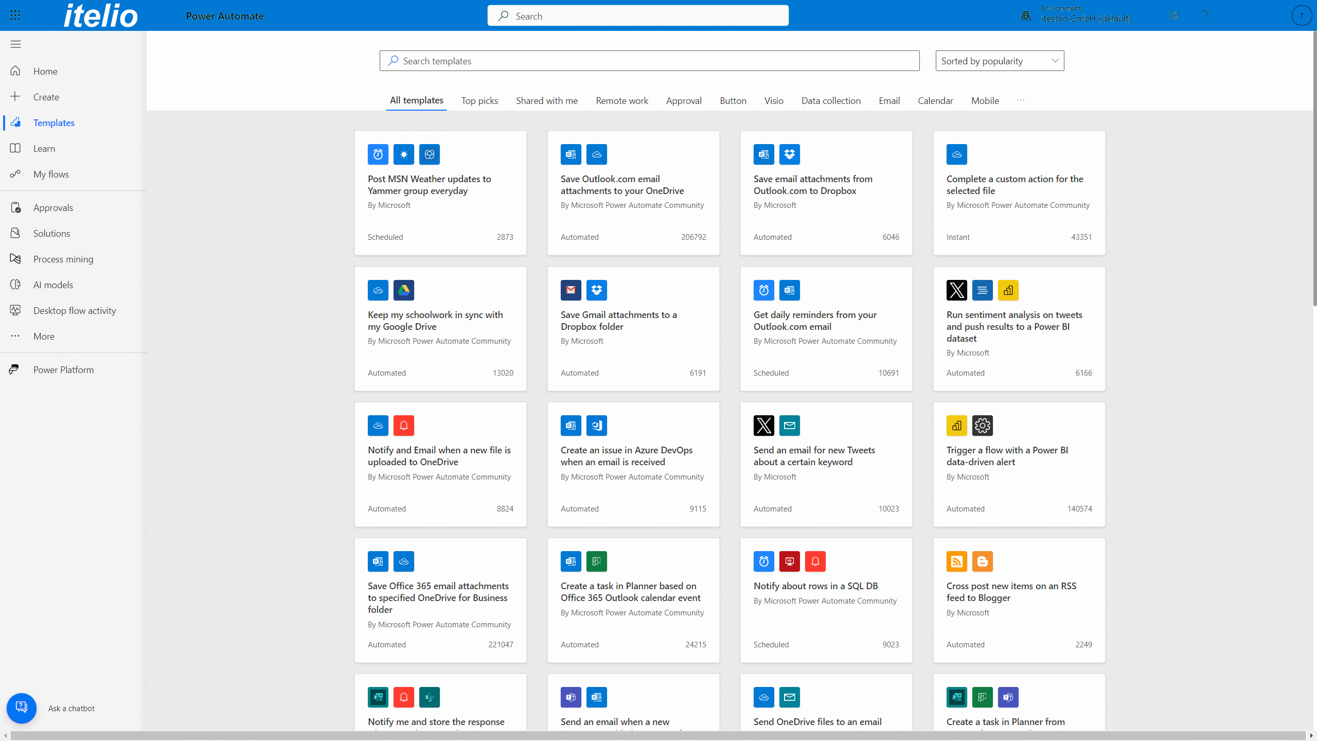 Power Automate basic workshop flow templates