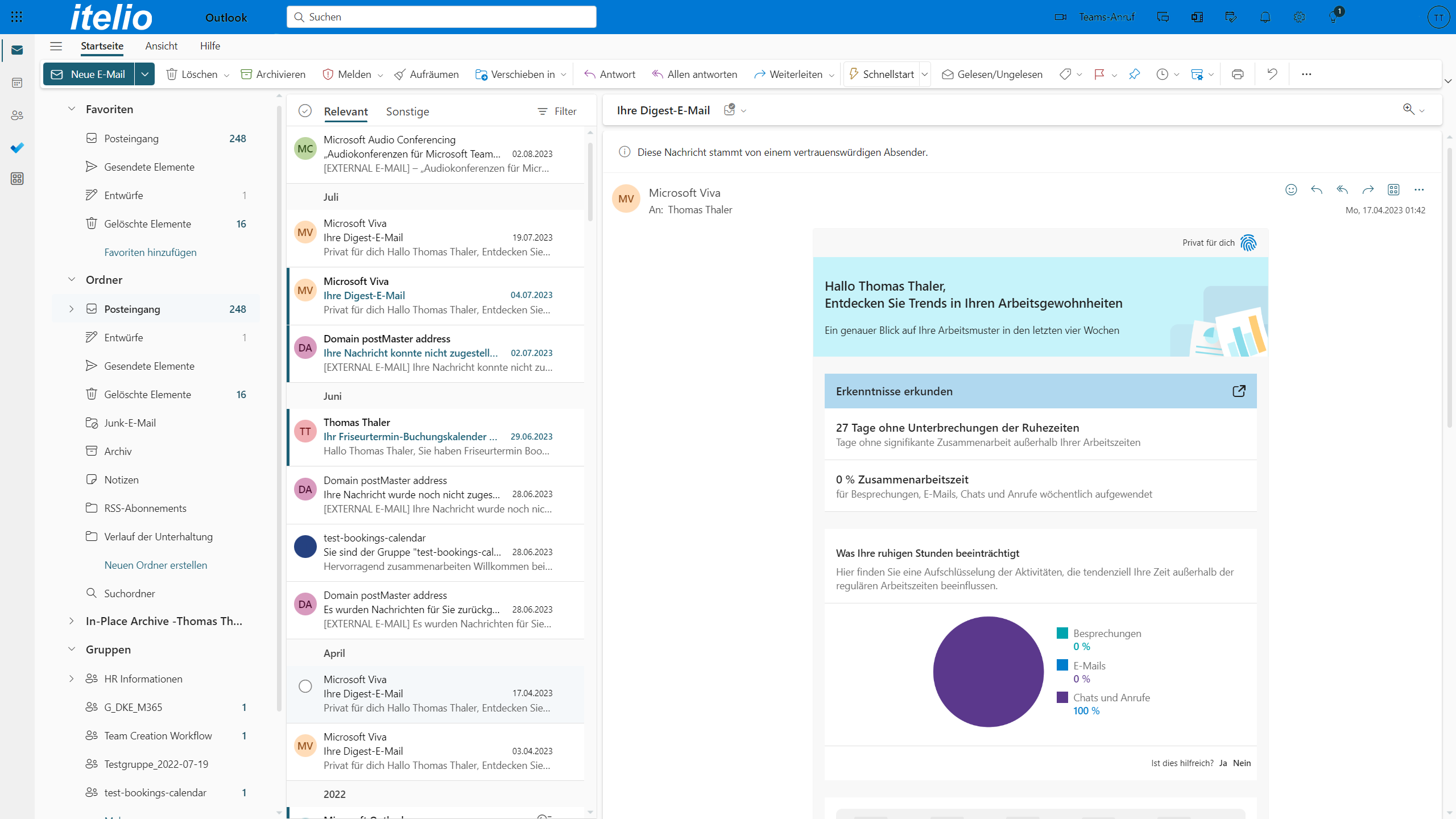 Screenshot from the Teams communication tool from our partner Microsoft