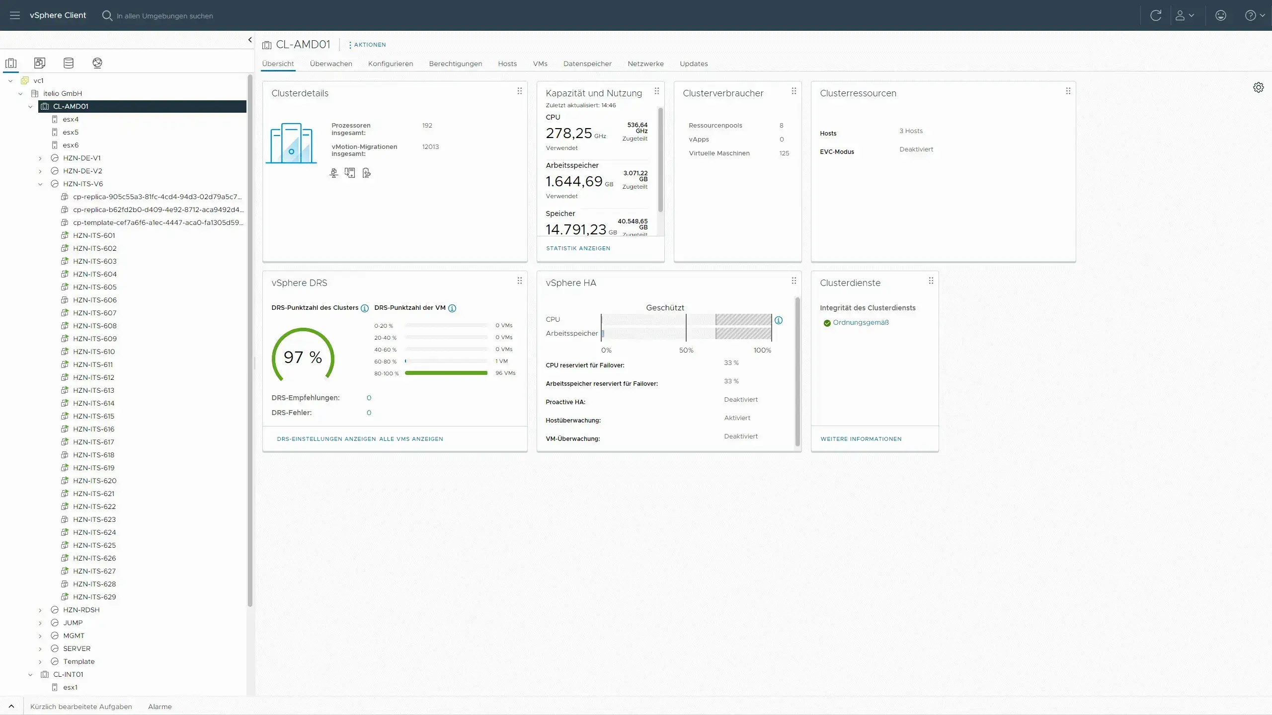 Screenshot aus der Virtualisierungslösung von VMware