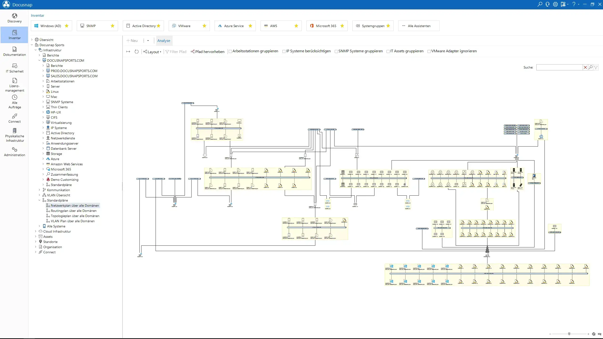 Netzwerkplan Docusnap IT-Basis­doku­mentation 