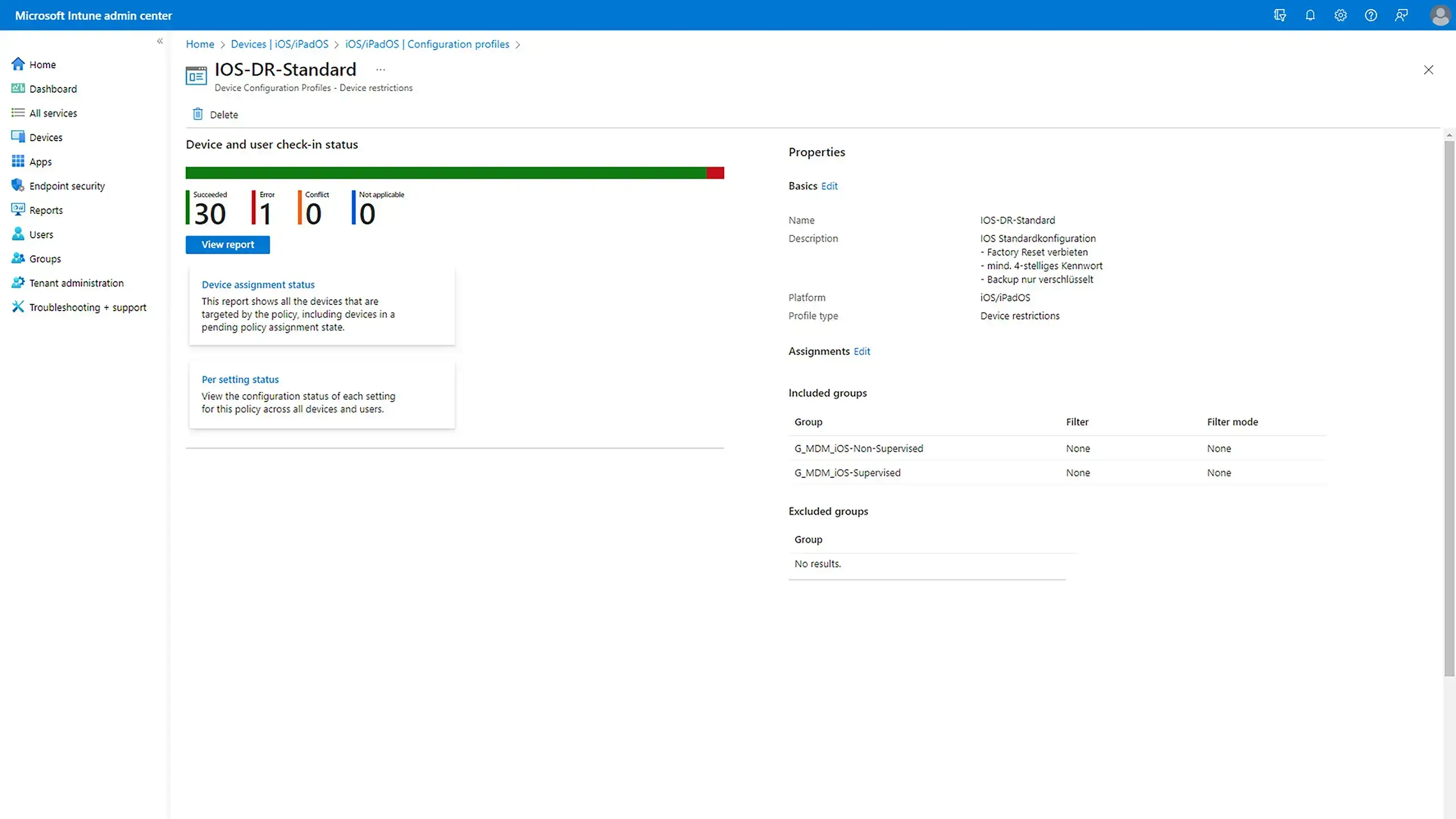 Gerätekonfiguration in Intune MDM