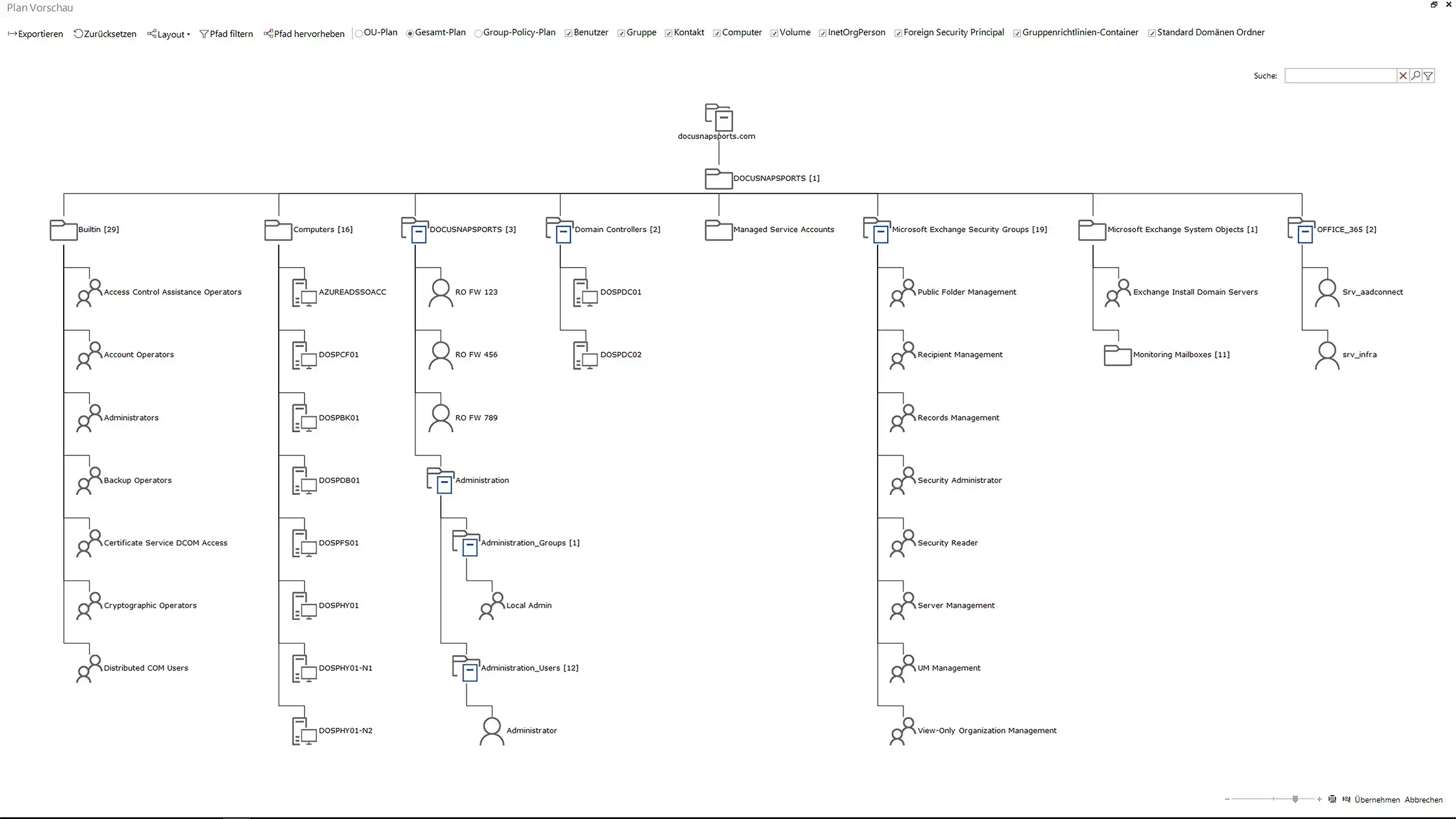 Screenshot Docusnap Active Directory-Organisationseinheiten