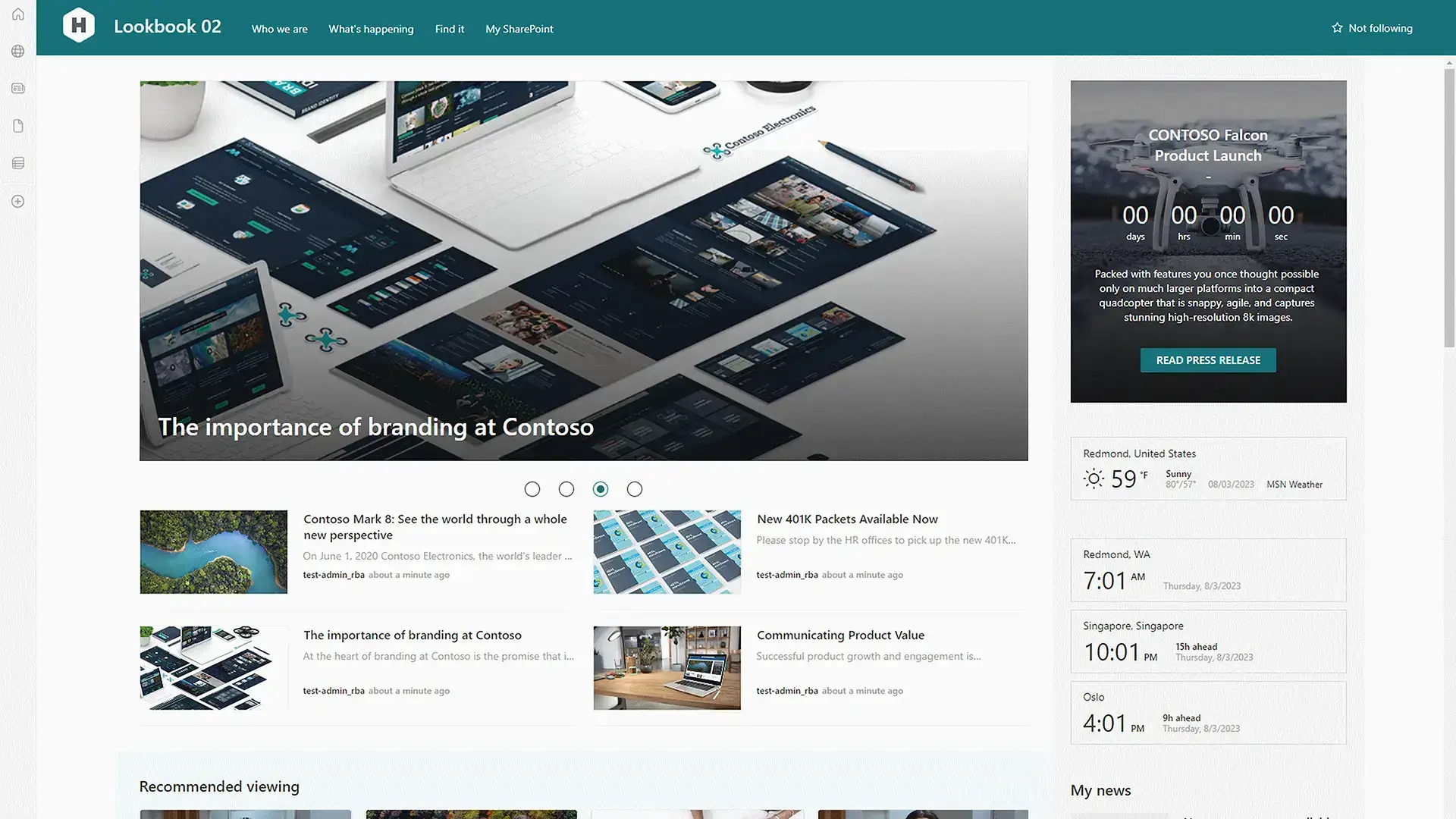 Screenshot Intranet-Seite in SharePoint Online