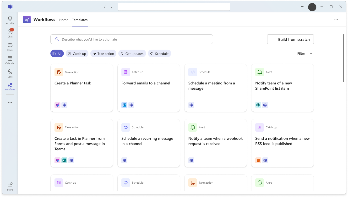 Screenshot des Workflows v2 Vorlagenkatalogs.
