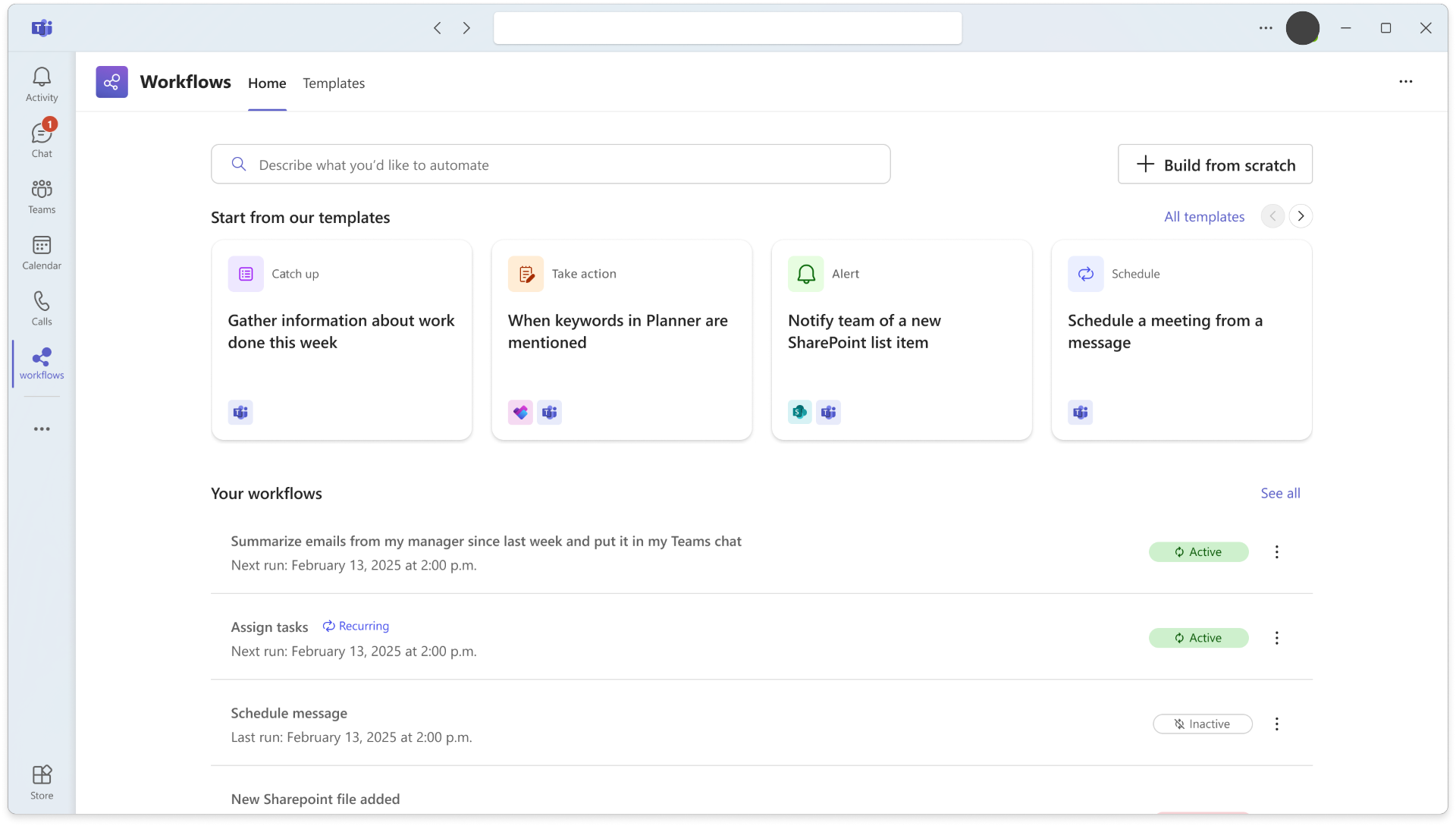 Screenshot der Workflows v2 Startseite.
