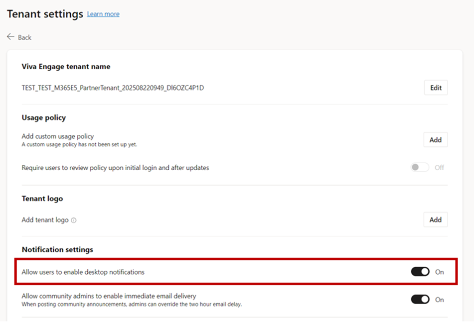 user settings
