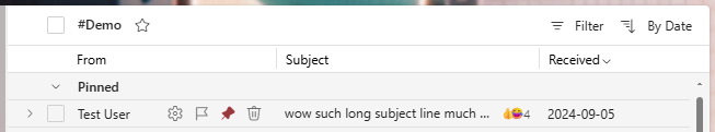 Screenshot Neuer Outlook Hover-Aktionen