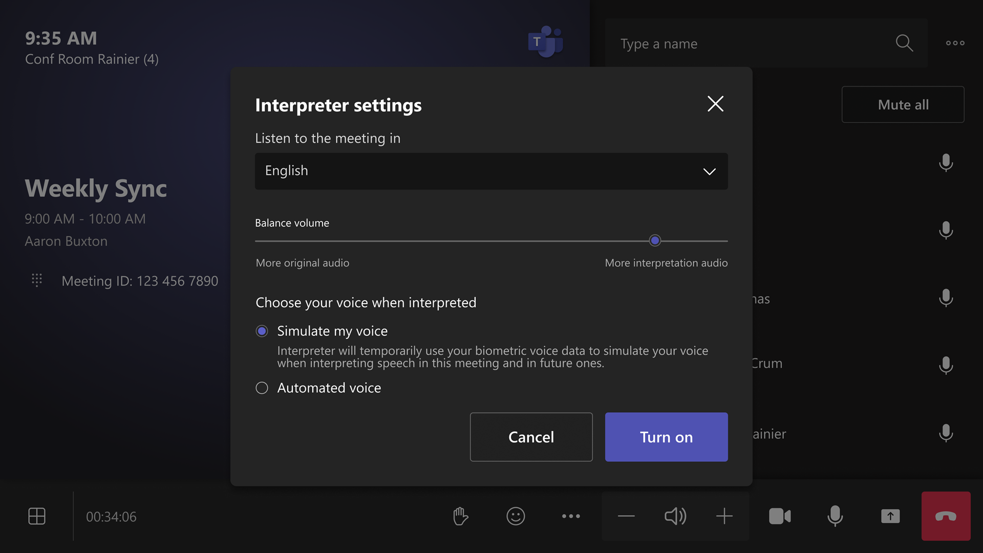 user settings