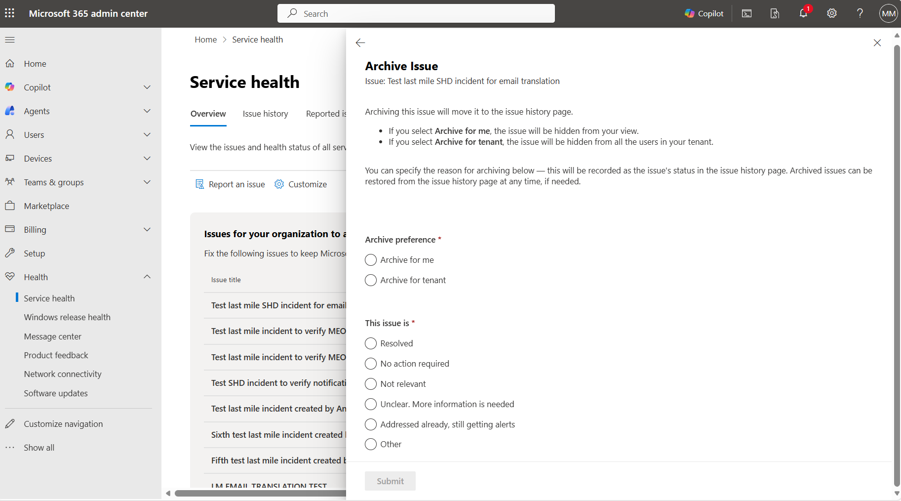 user settings