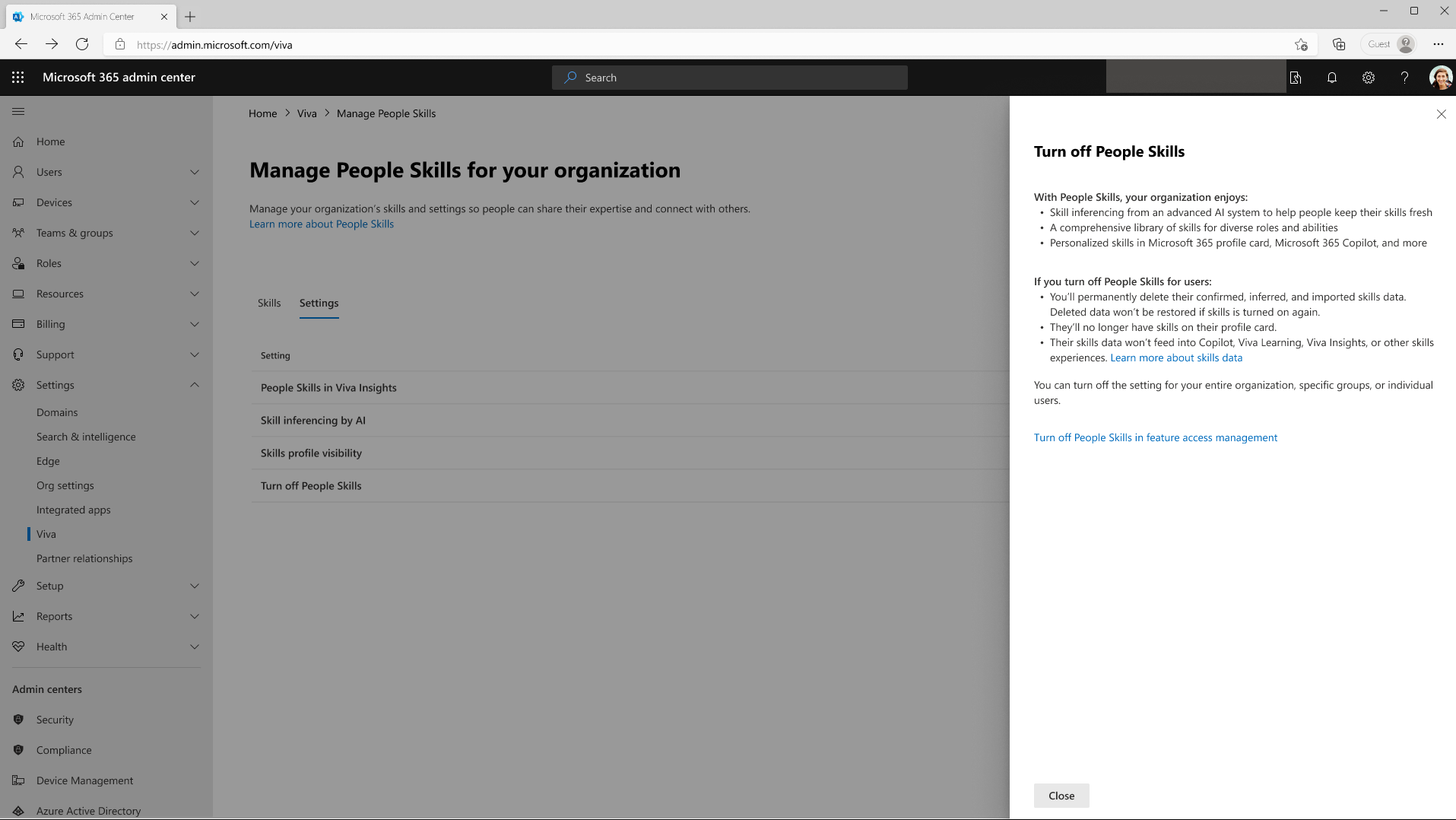 user settings