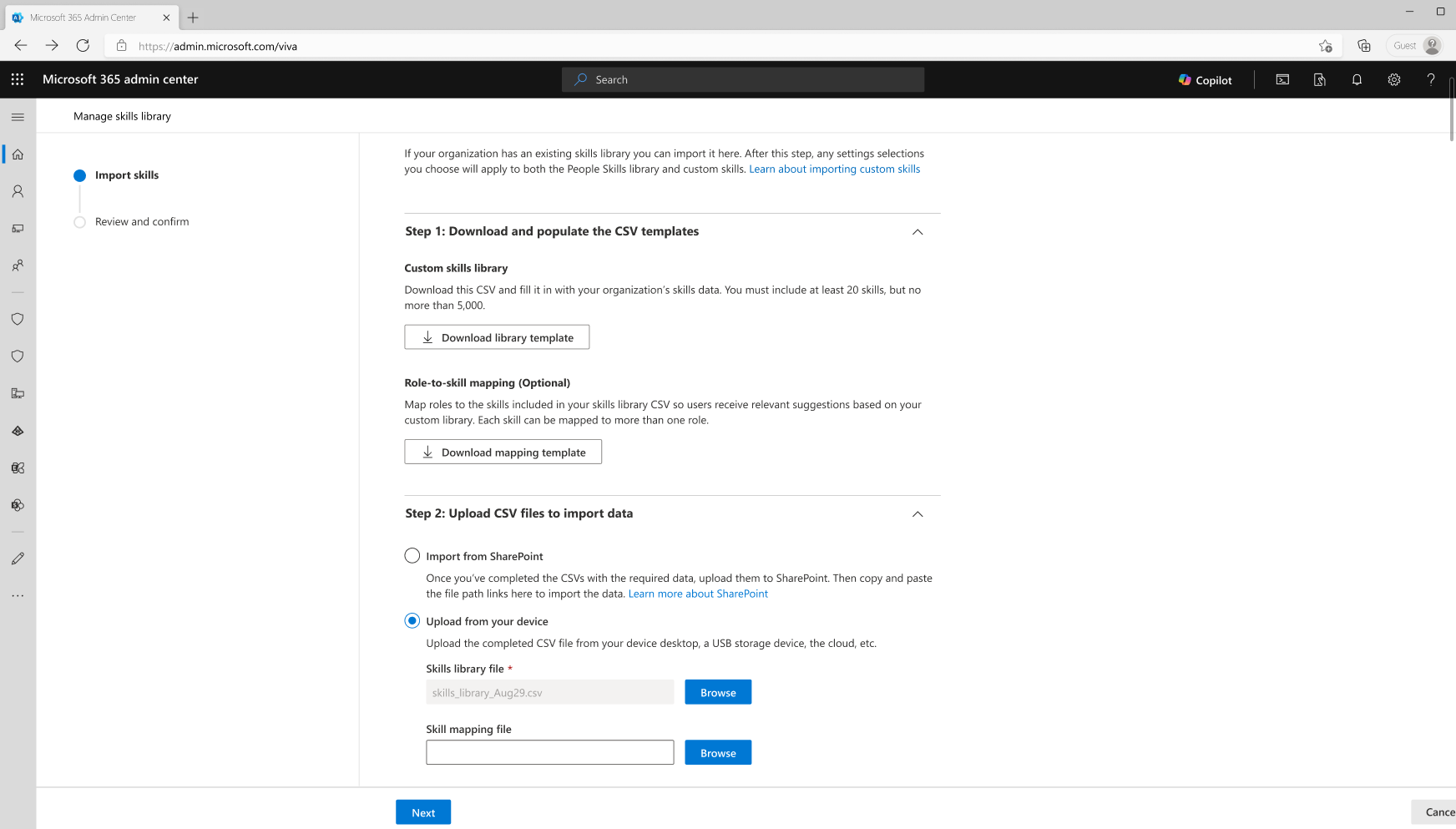user settings