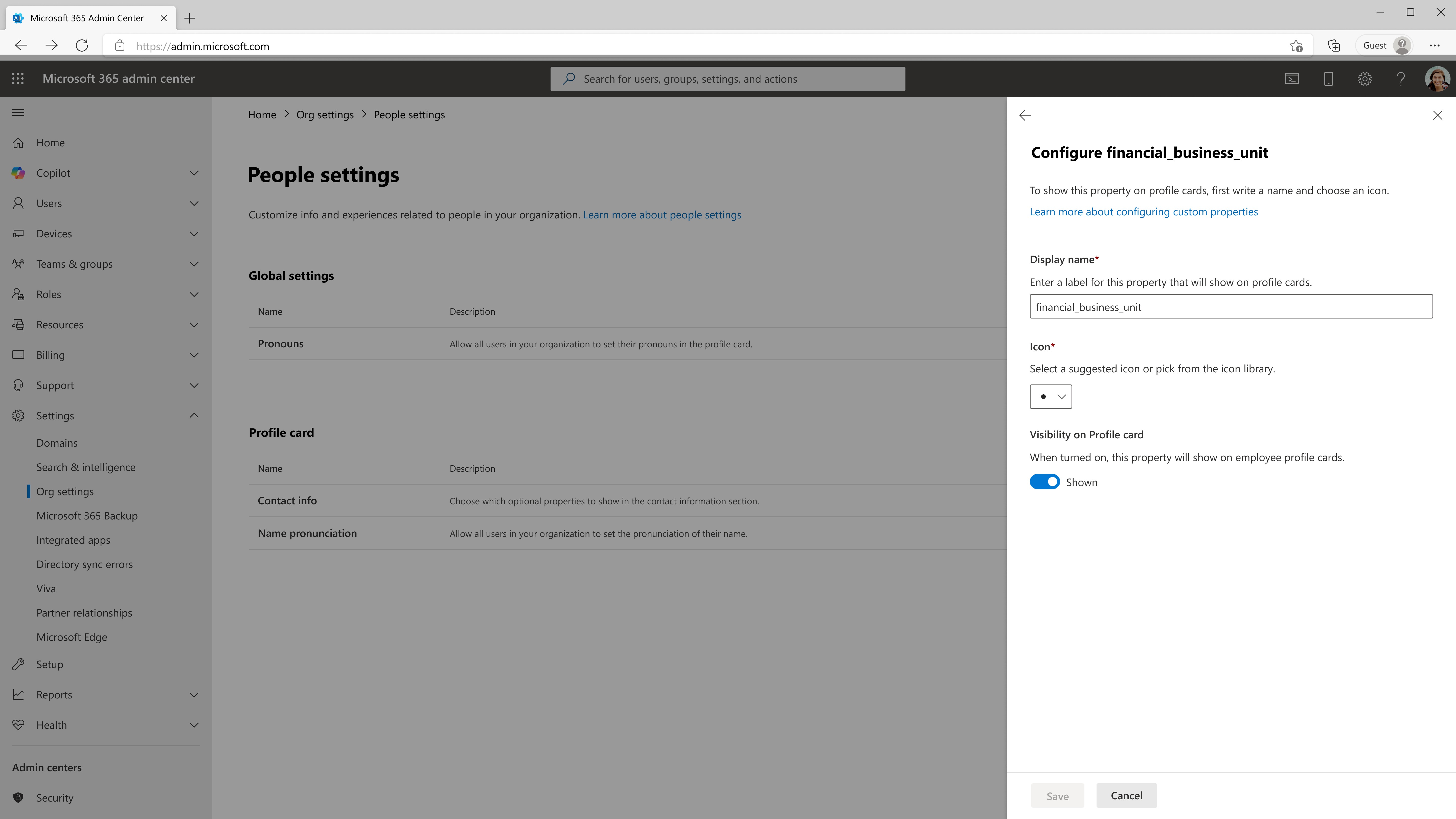 user settings