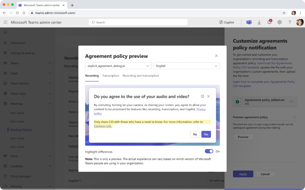 user settings