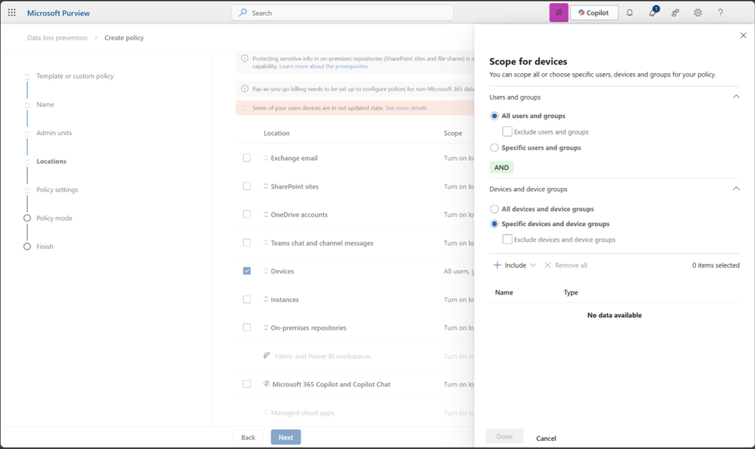 user settings