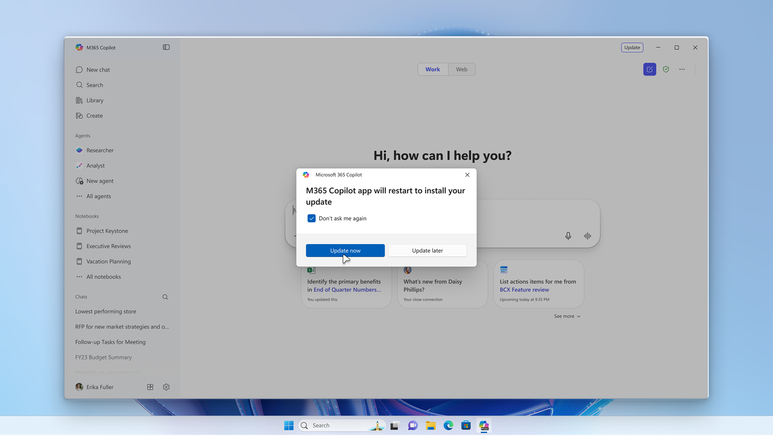 user settings