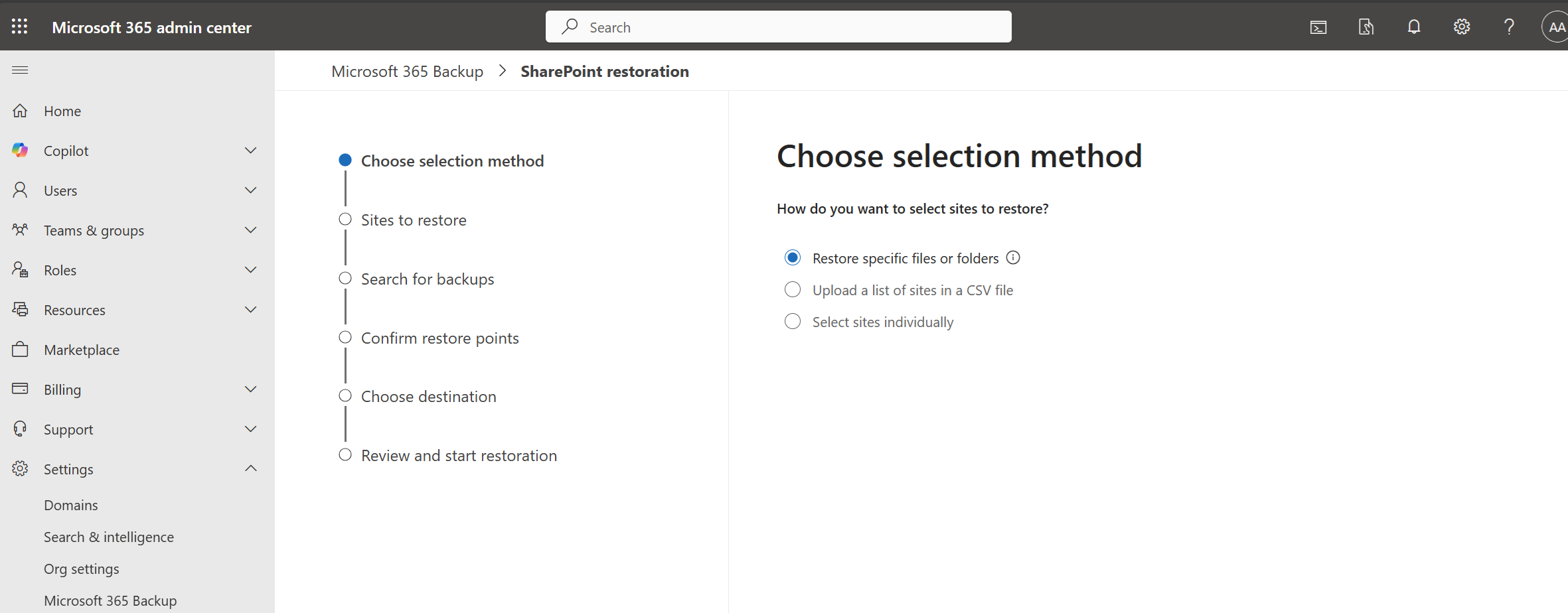 user settings