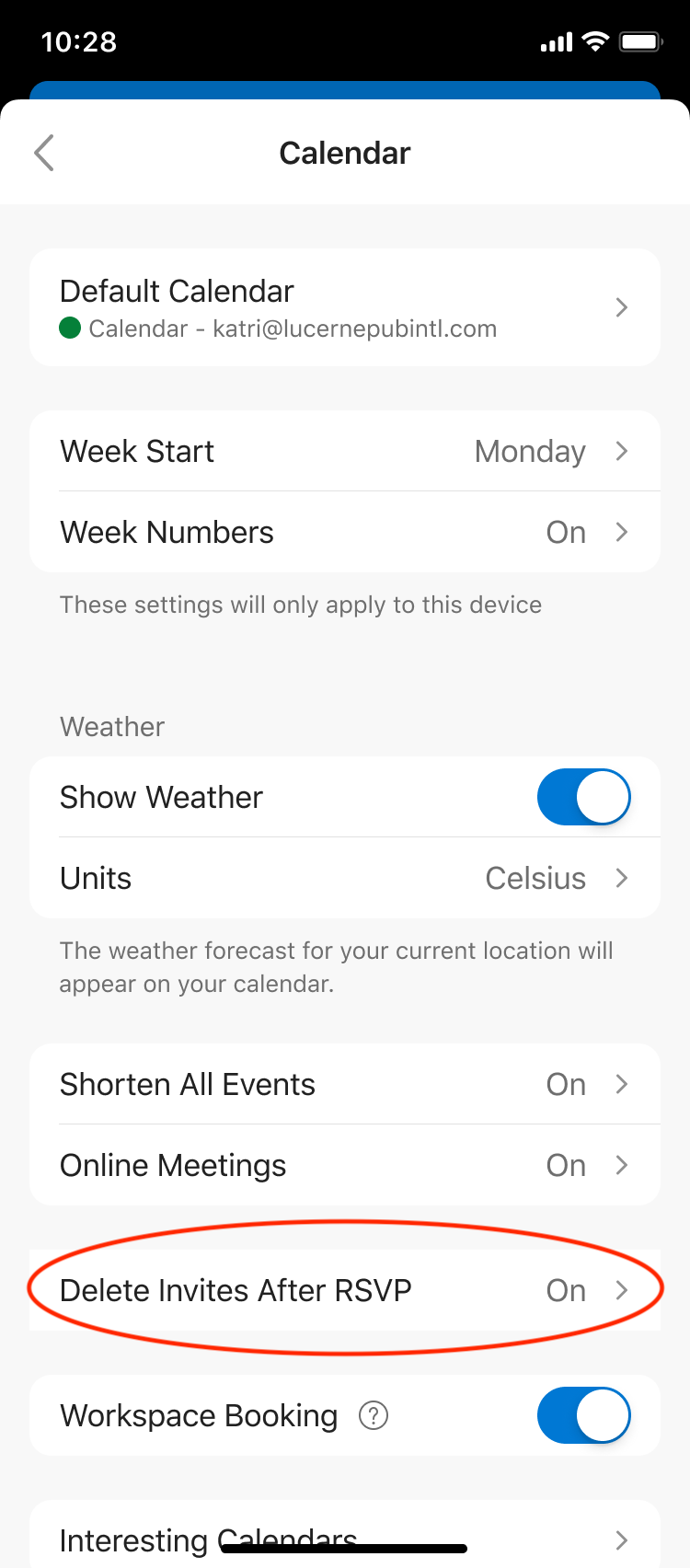 user settings