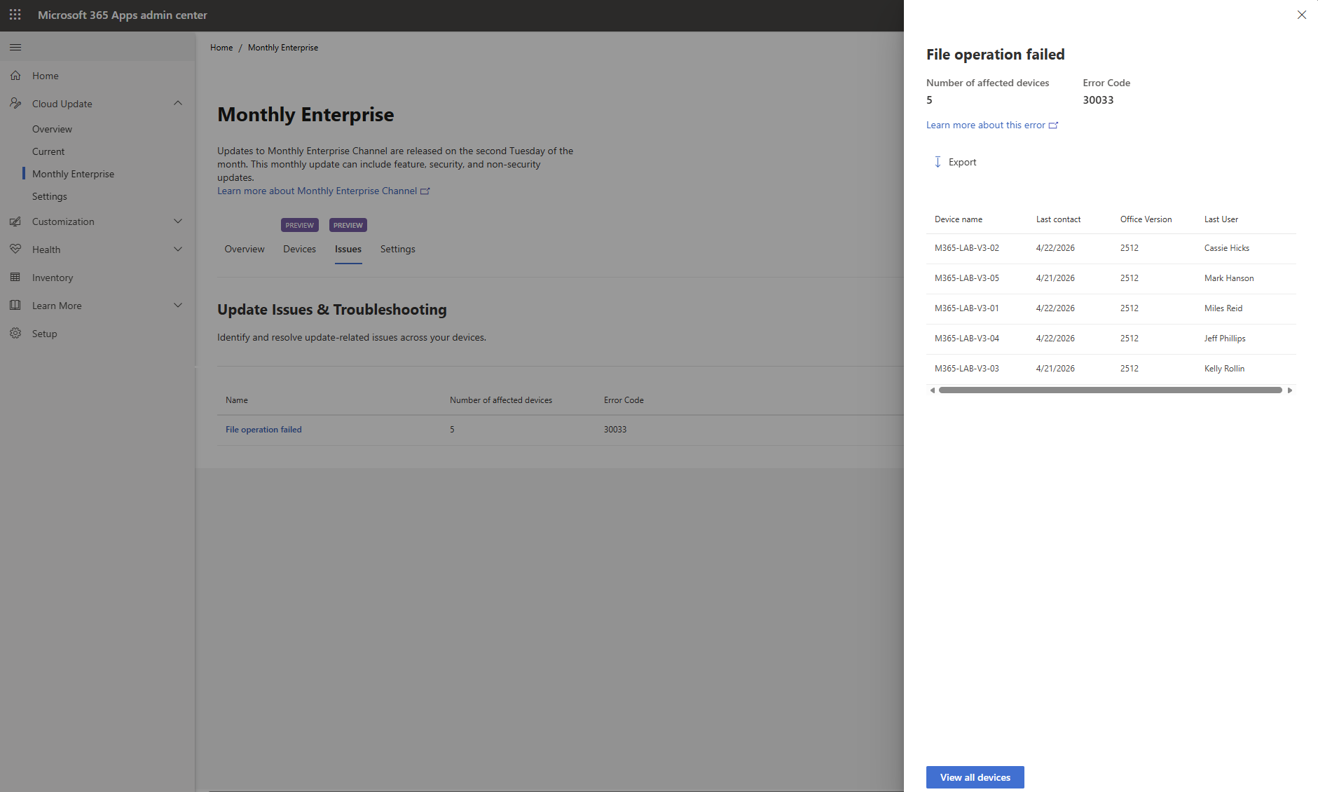 user settings