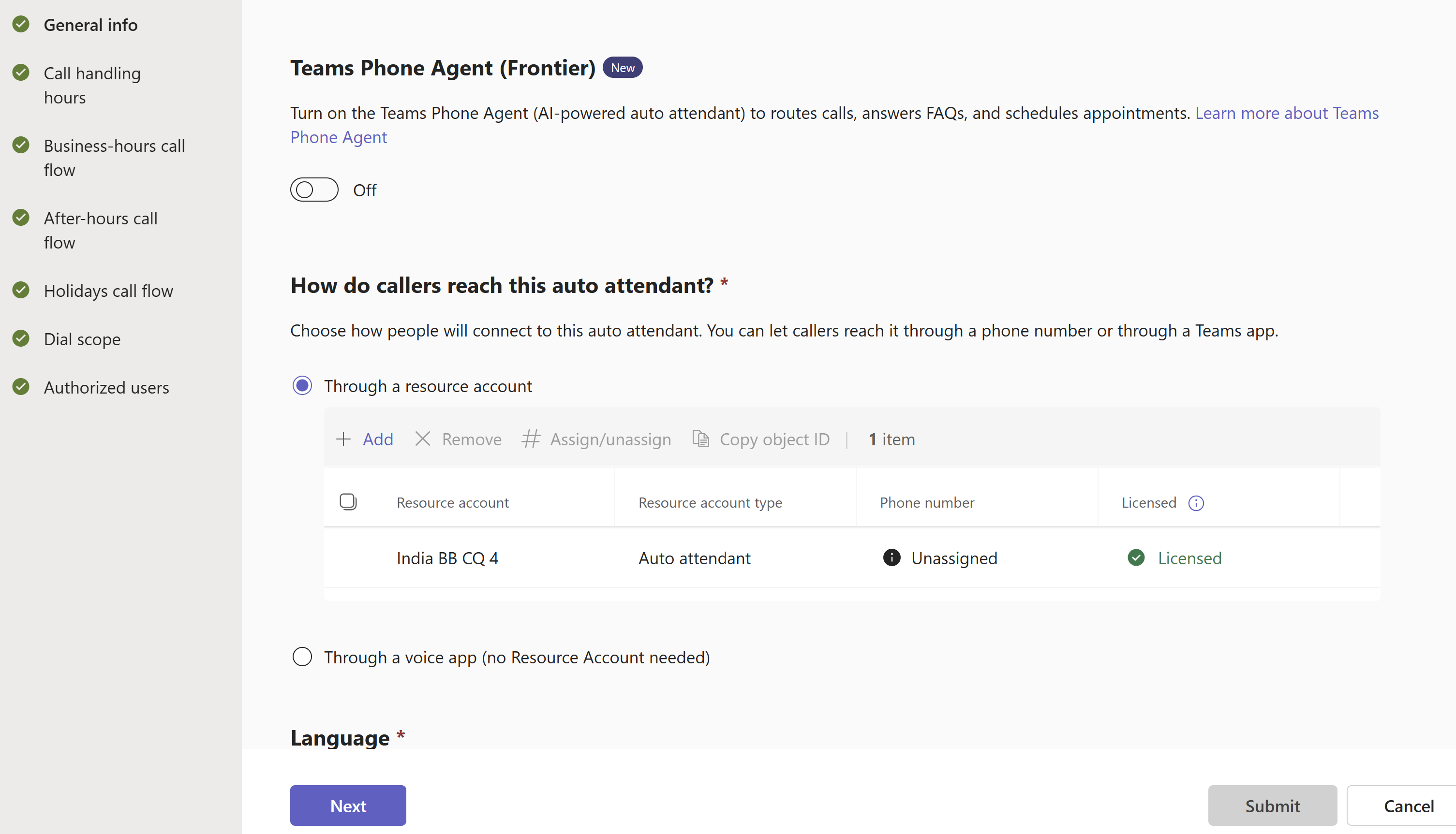 Screenshot 3 – Ressourcenkonto-Konfiguration in Allgemeine Informationen