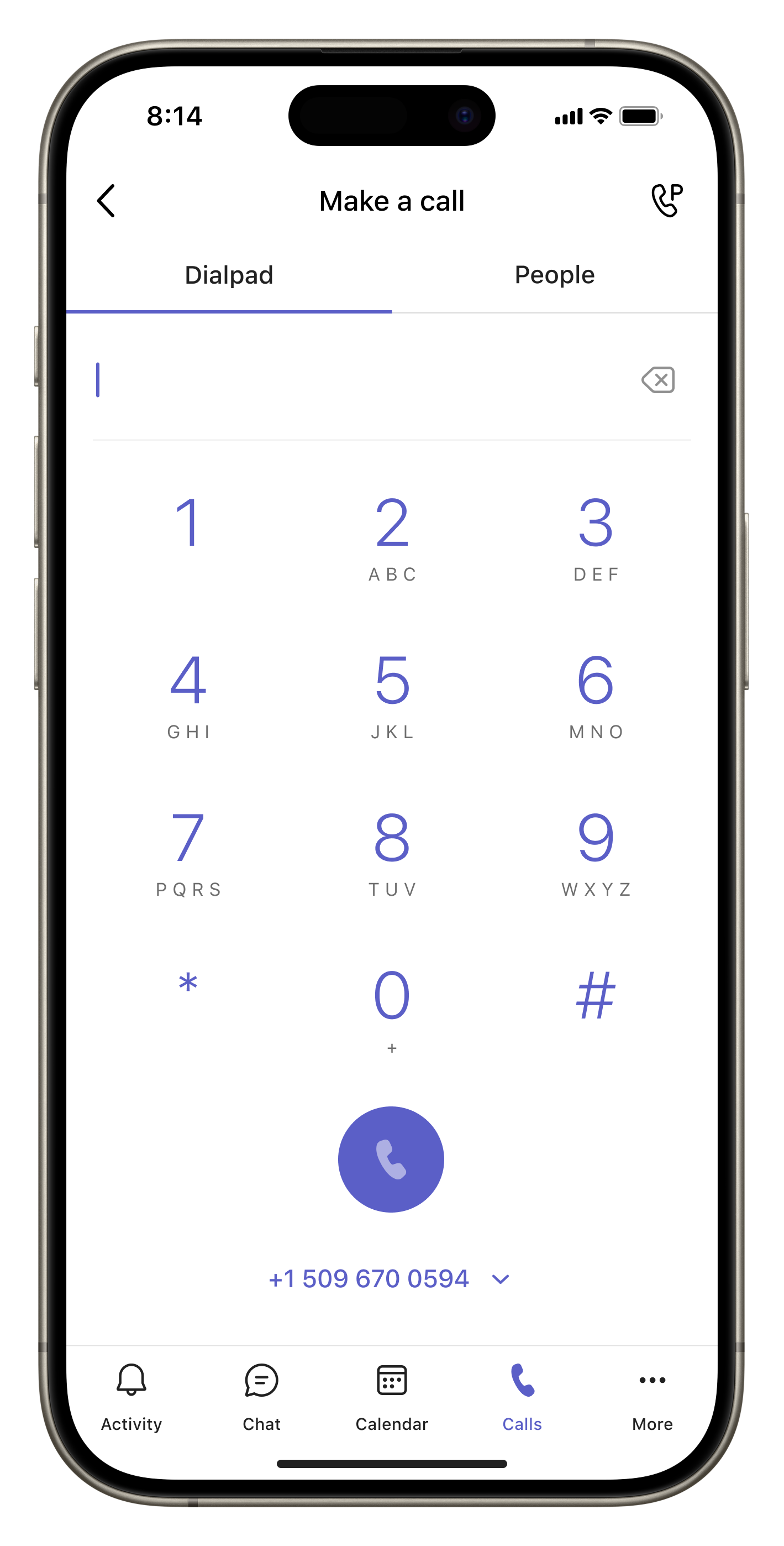Beispiel für Auswahl der Telefonleitung im Ziffernfeld
