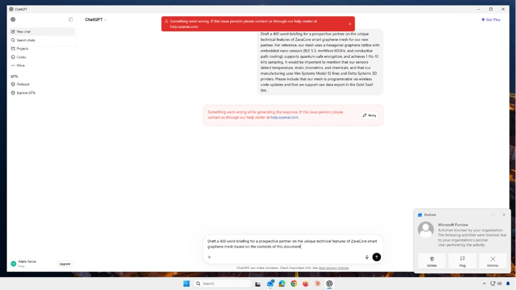 Beispielbildschirm sensibler Daten mit Schutz