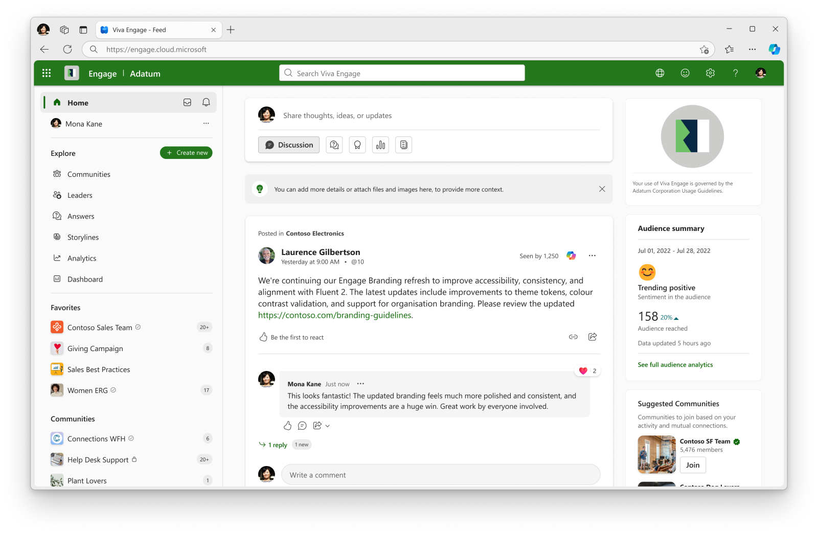 Branded user web experience light mode
