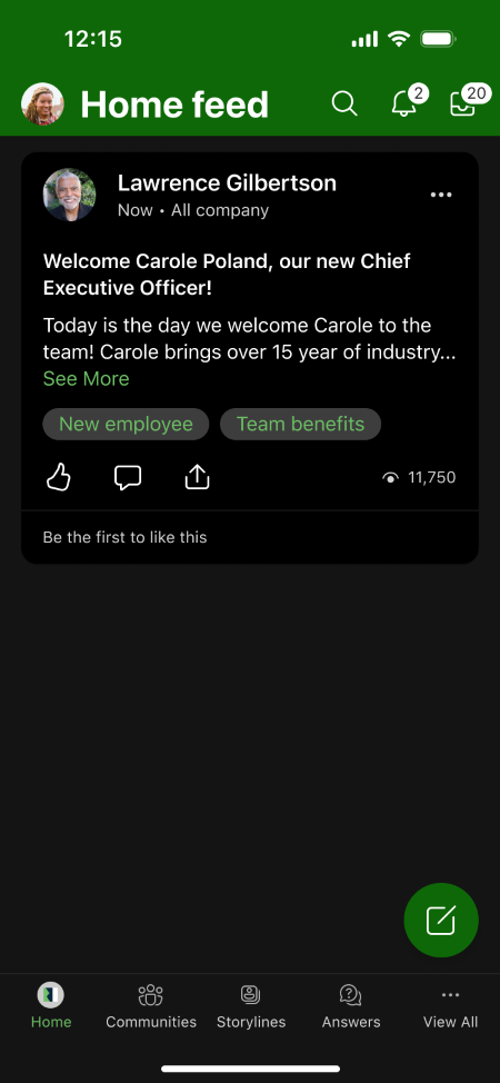 Branded user mobile experience dark mode