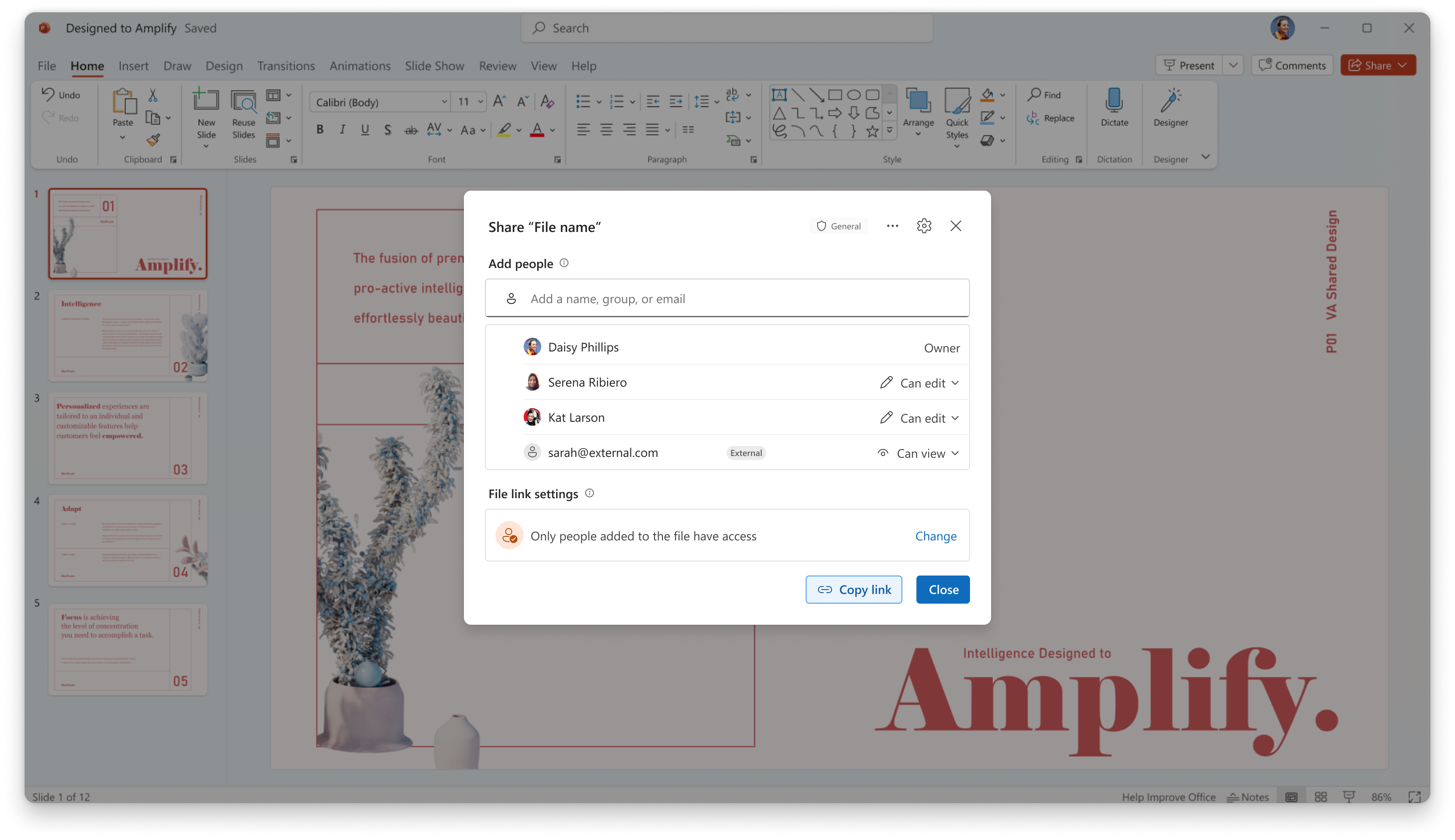 Share file view with hero link