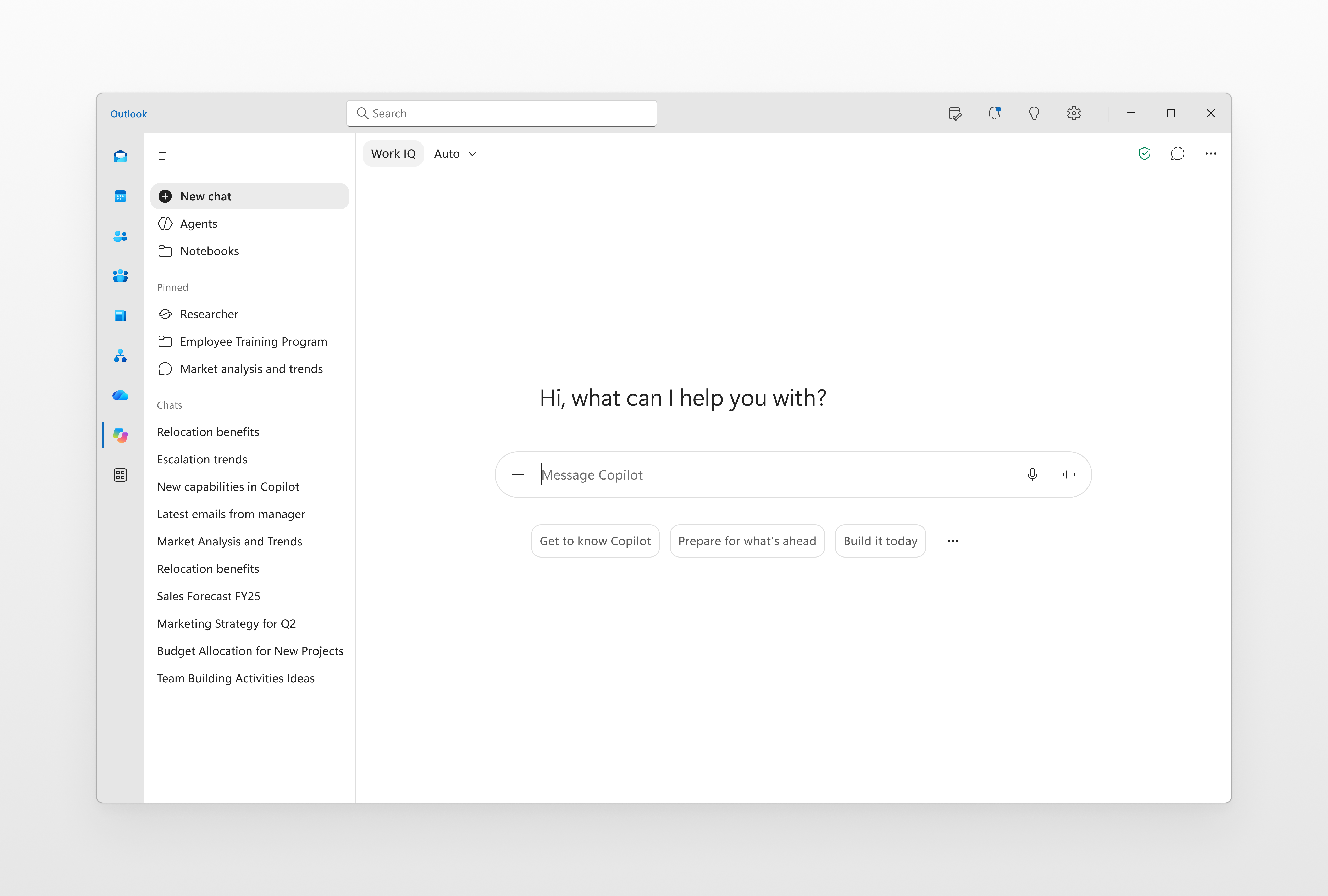 Screenshot der Copilot-Seitenbereich-Erfahrung