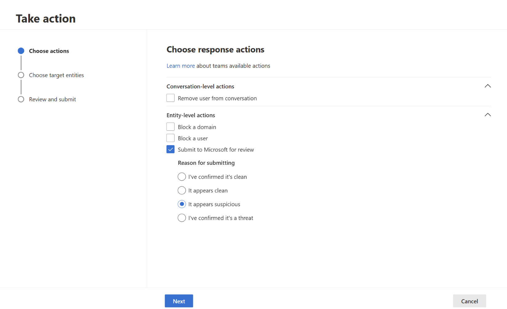 Screenshot der Übermittlungsfunktion