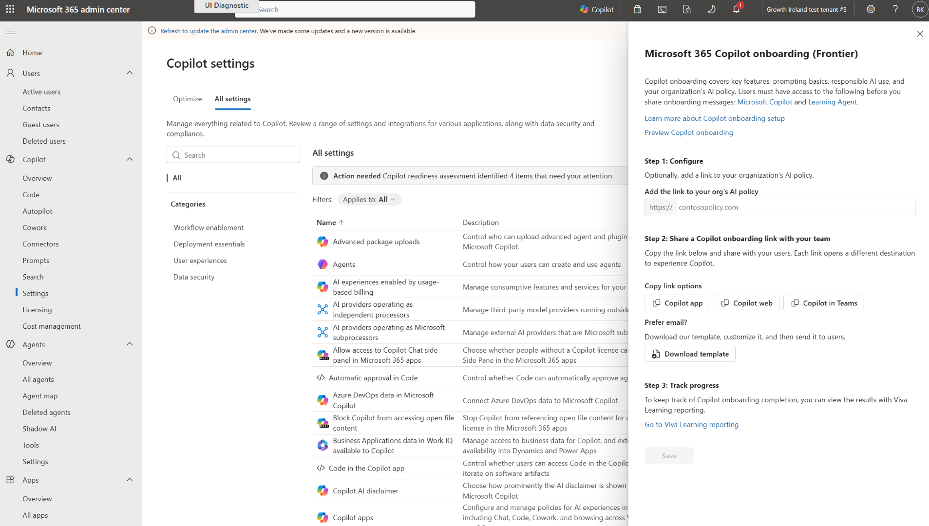 Freigabe des Copilot-Onboarding-Links